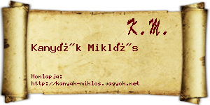 Kanyák Miklós névjegykártya